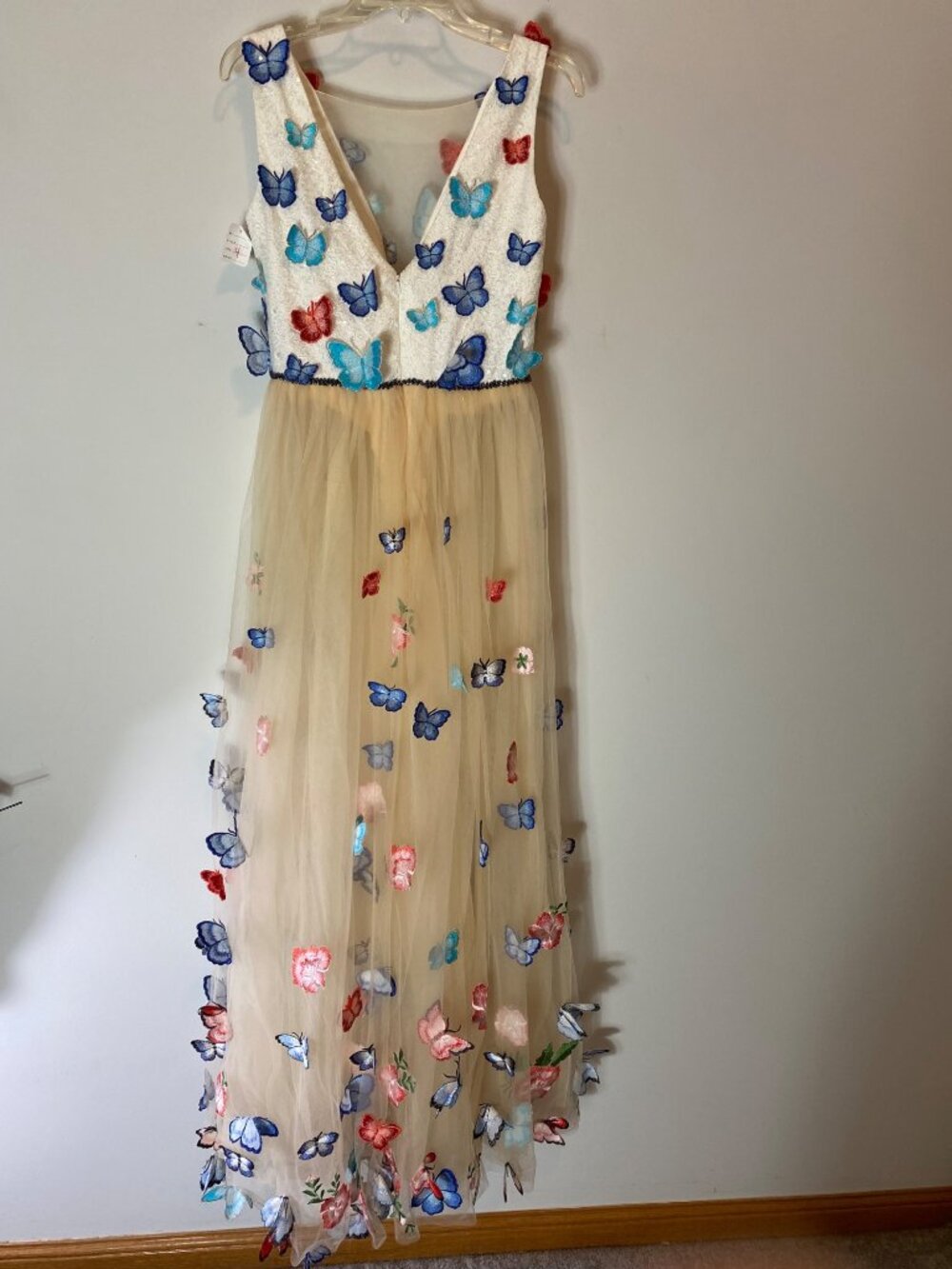 Butterfly Embroidered Tulle Dress Multicolor 3D Appliqué Sleeveless Size 4 - Picture 4 of 8